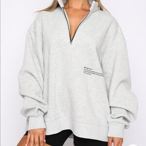 Caught Up With You Zip Front Sweater Grey Marle